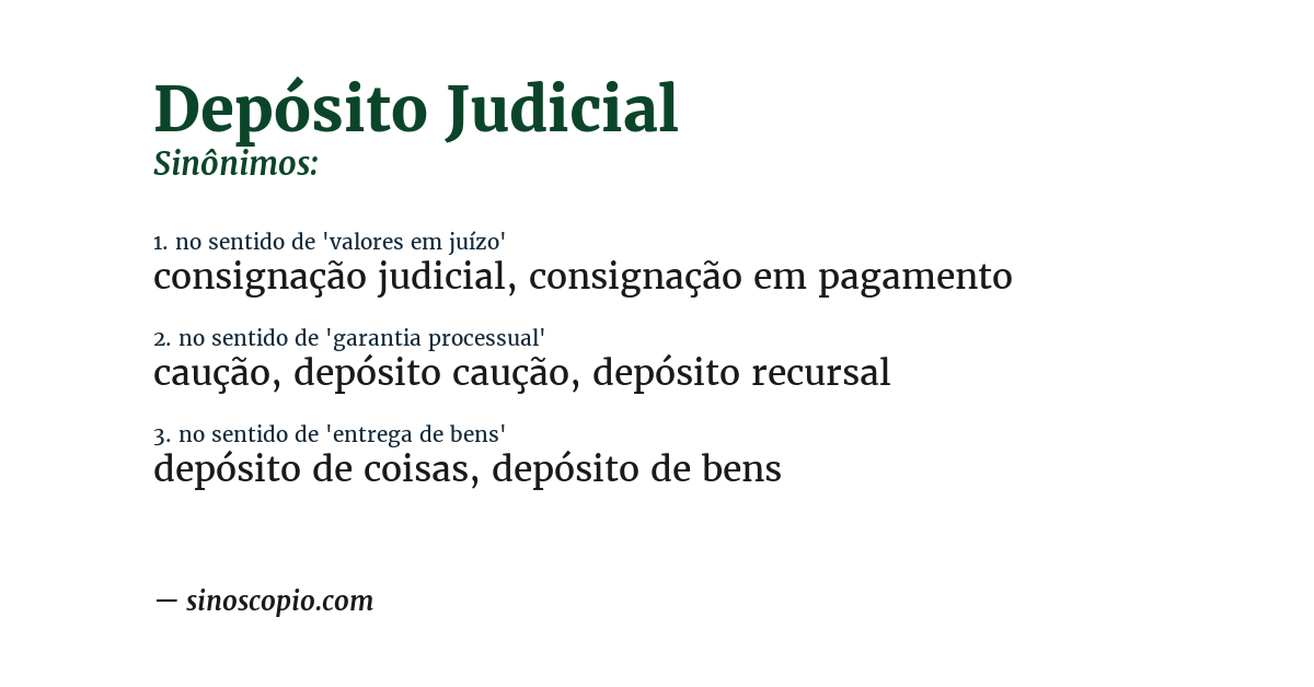 Sinônimo de depósito judicial