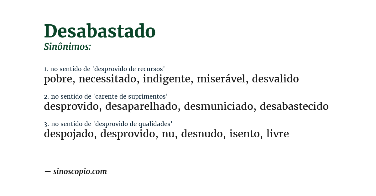 Sinônimo de desabastado