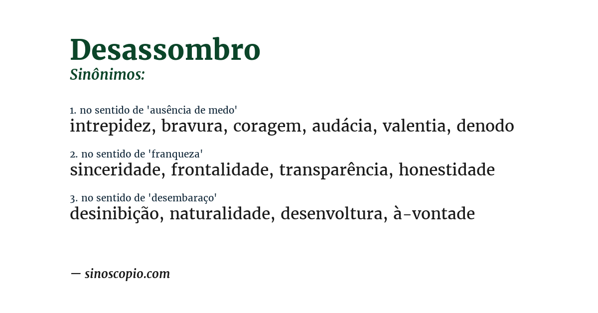 Sinônimo de desassombro