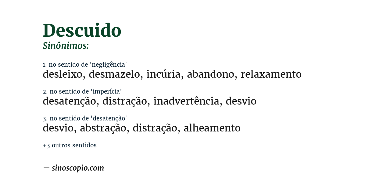 Sinônimo de descuido