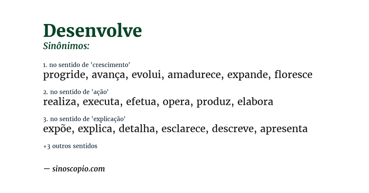 Sinônimo de desenvolve