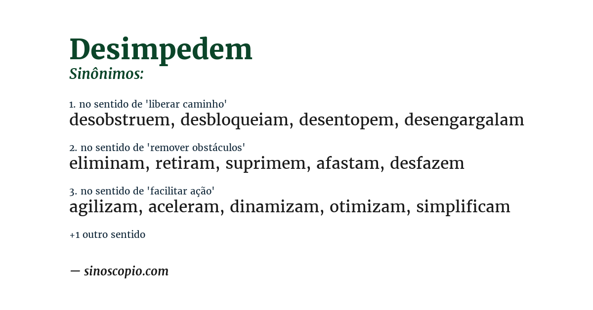 Sinônimo de desimpedem