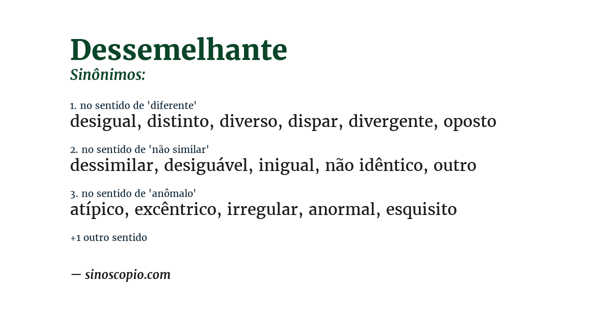 Sinônimo de dessemelhante