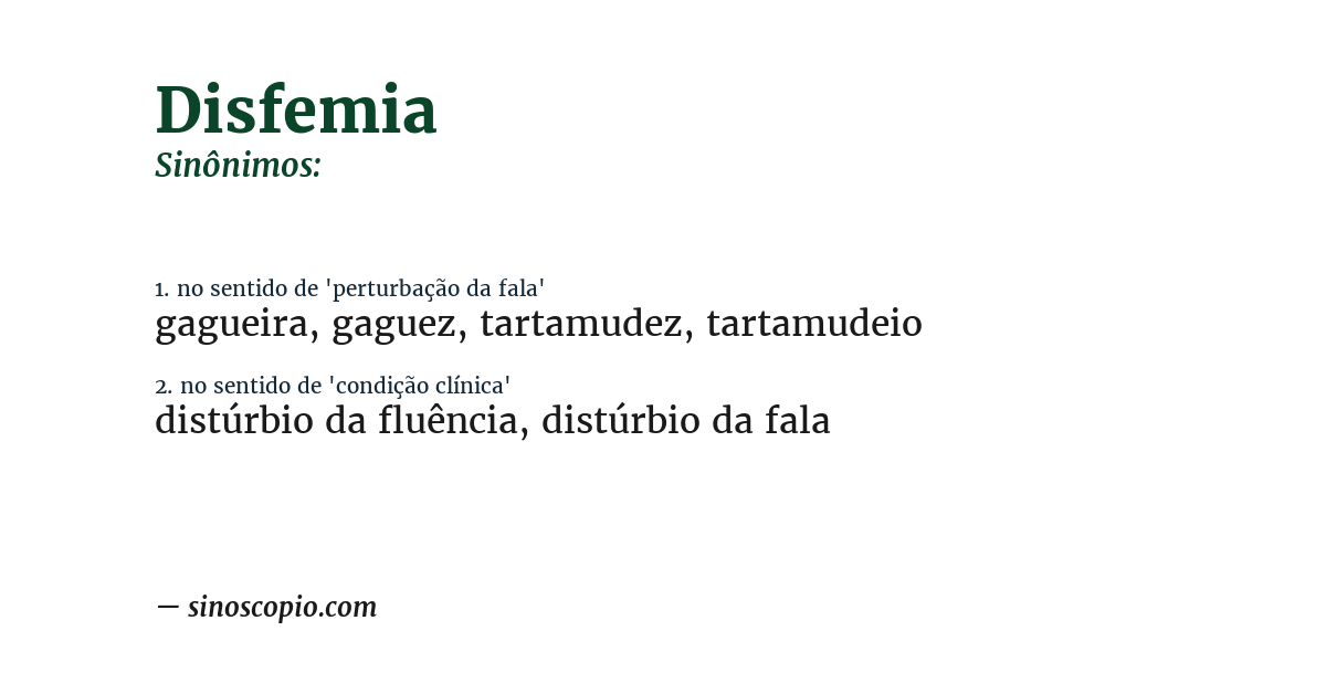 Sinônimo de disfemia