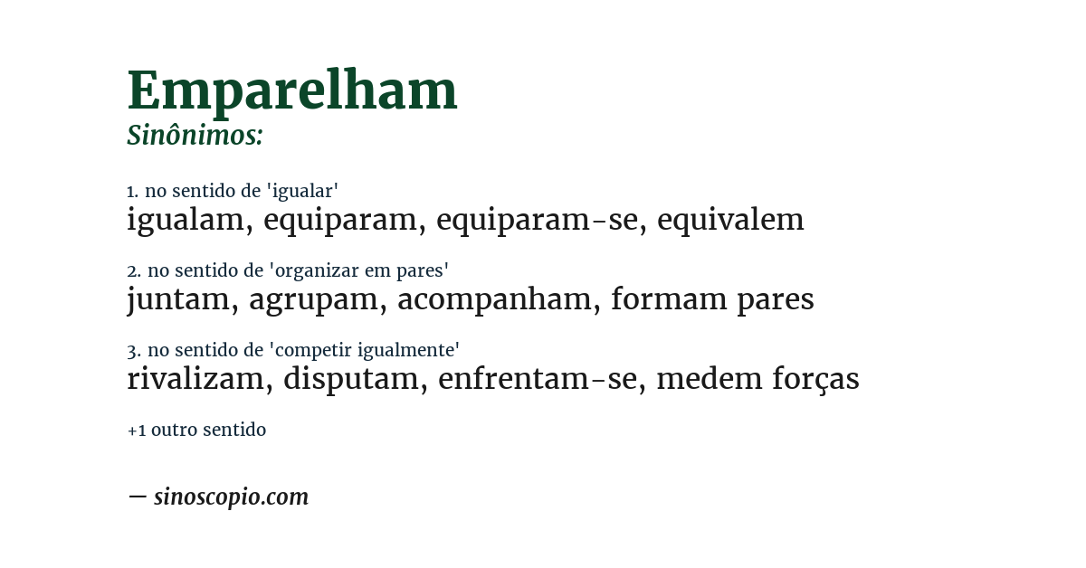 Sinônimo de emparelham