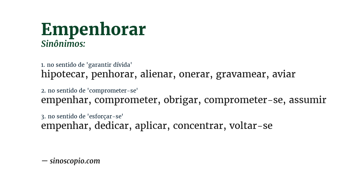 Sinônimo de empenhorar