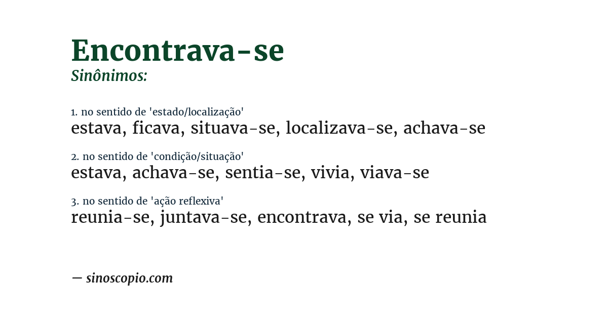 Sinônimo de encontrava-se
