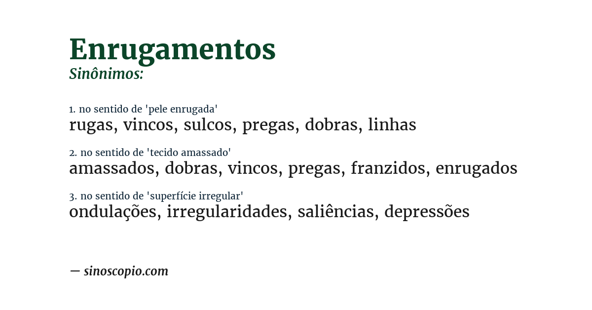 Sinônimo de enrugamentos