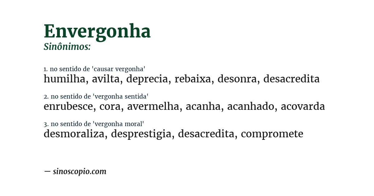 Sinônimo de envergonha