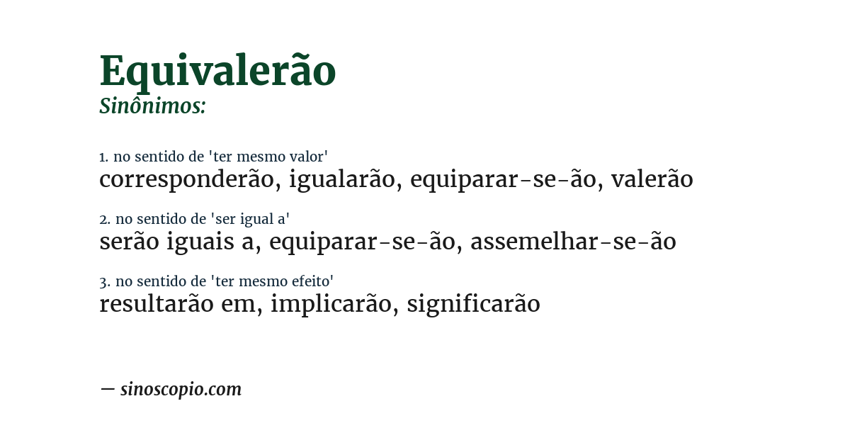 Sinônimo de equivalerão
