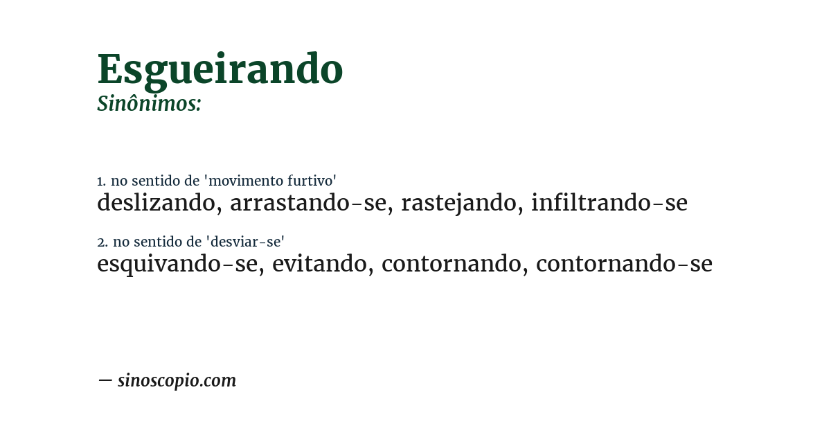 Sinônimo de esgueirando