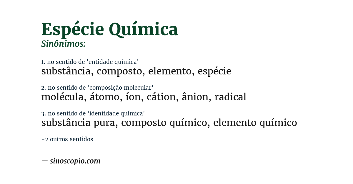 Sinônimo de espécie química