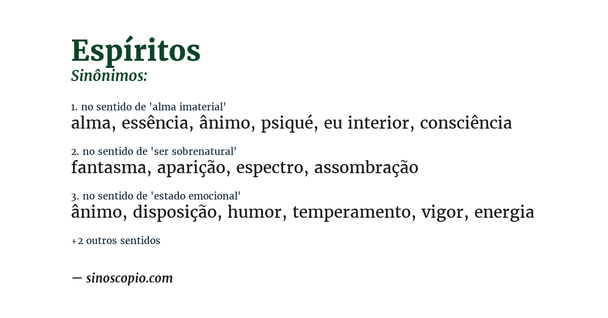 Sinônimo de espíritos