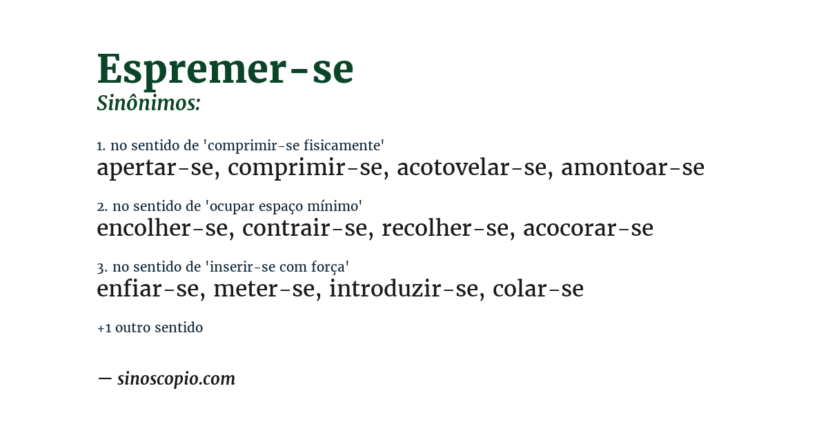 Sinônimo de espremer-se