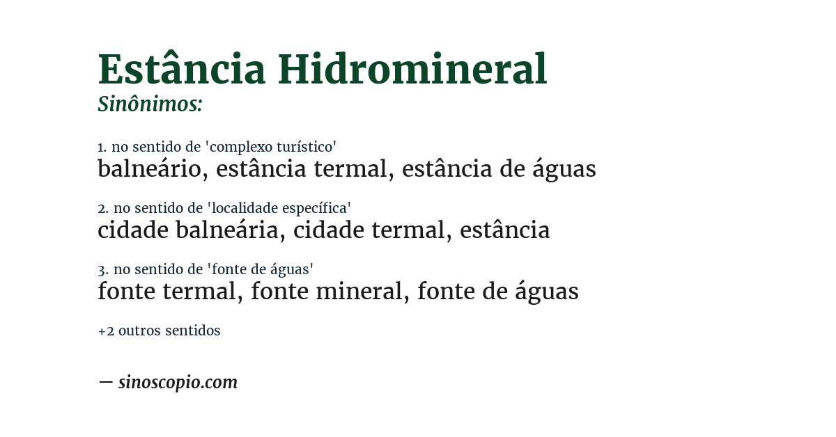 Sinônimo de estância hidromineral