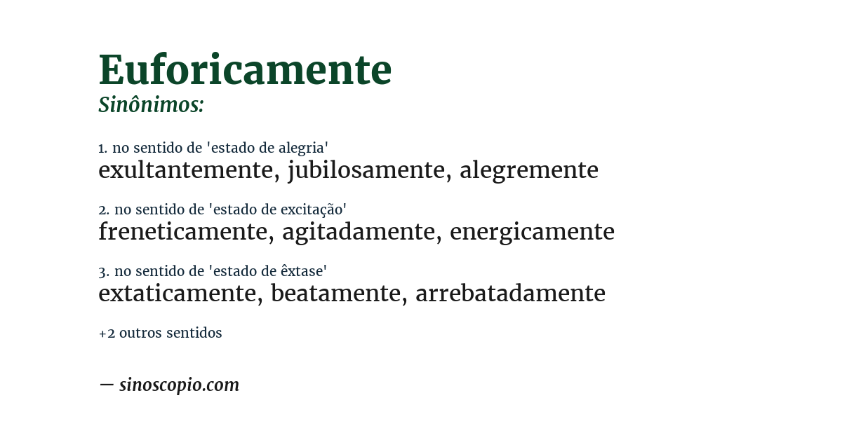 Sinônimo de euforicamente