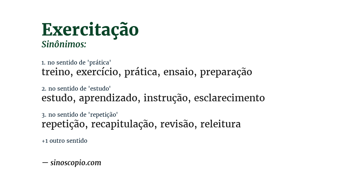 Sinônimo de exercitação