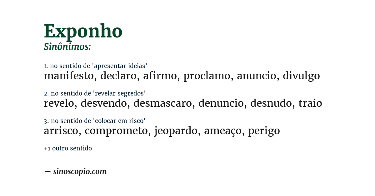Sinônimo de exponho