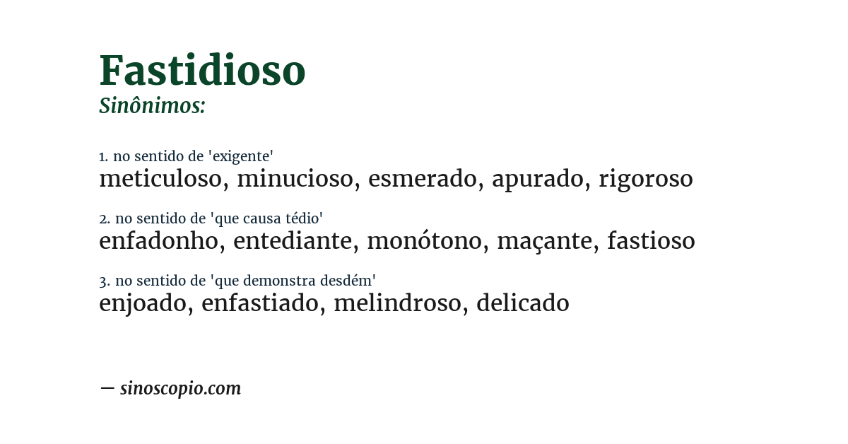 Sinônimo de fastidioso