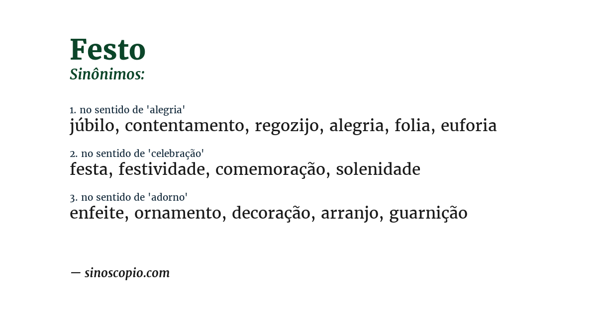 Sinônimo de festo