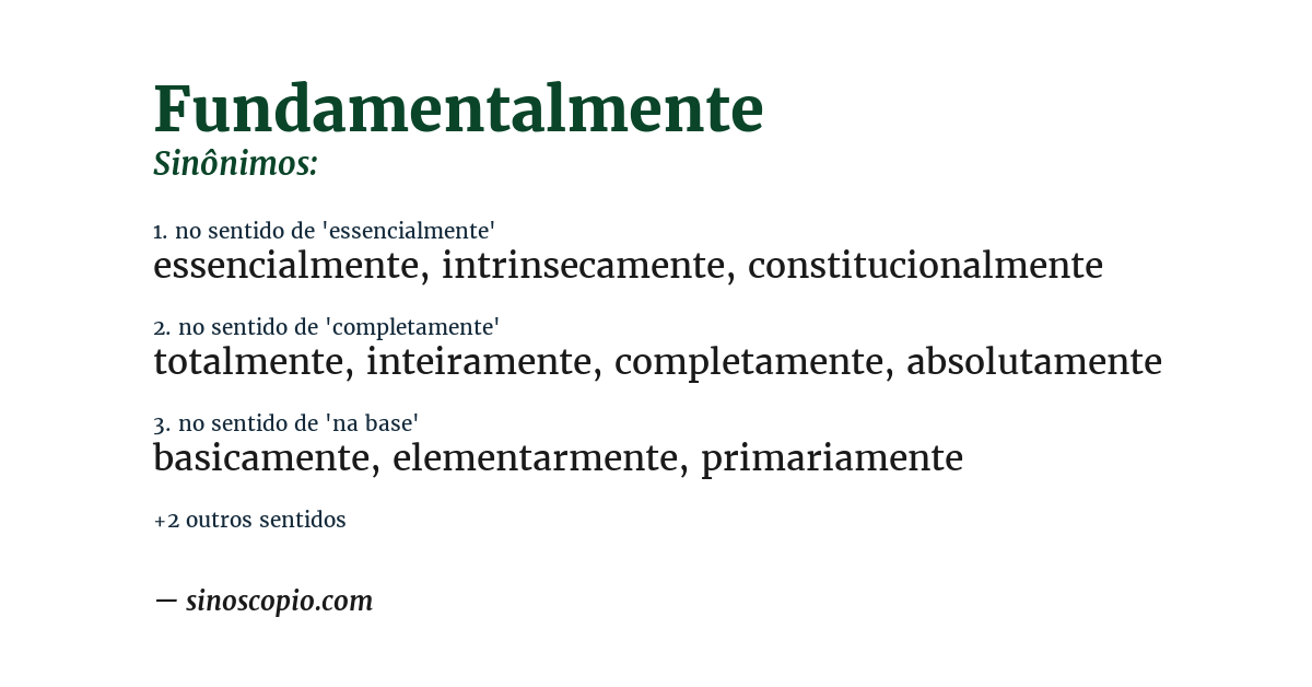 Sinônimo de fundamentalmente