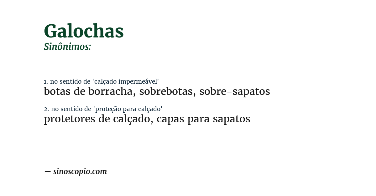 Sinônimo de galochas