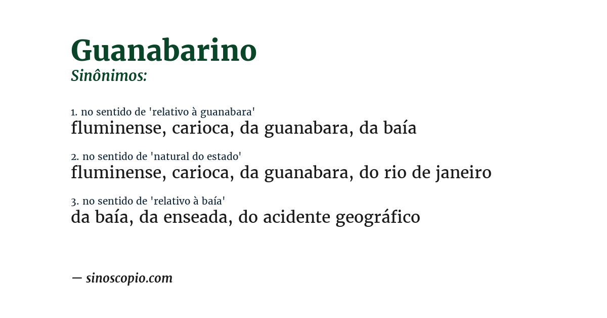 Sinônimo de guanabarino