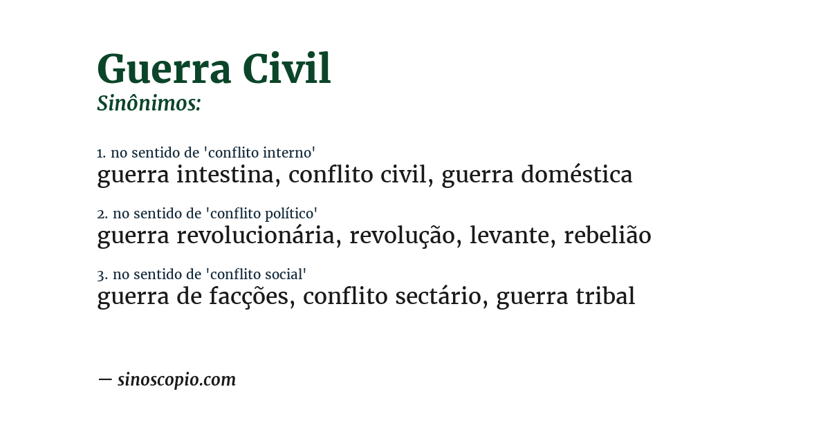 Sinônimo de guerra civil