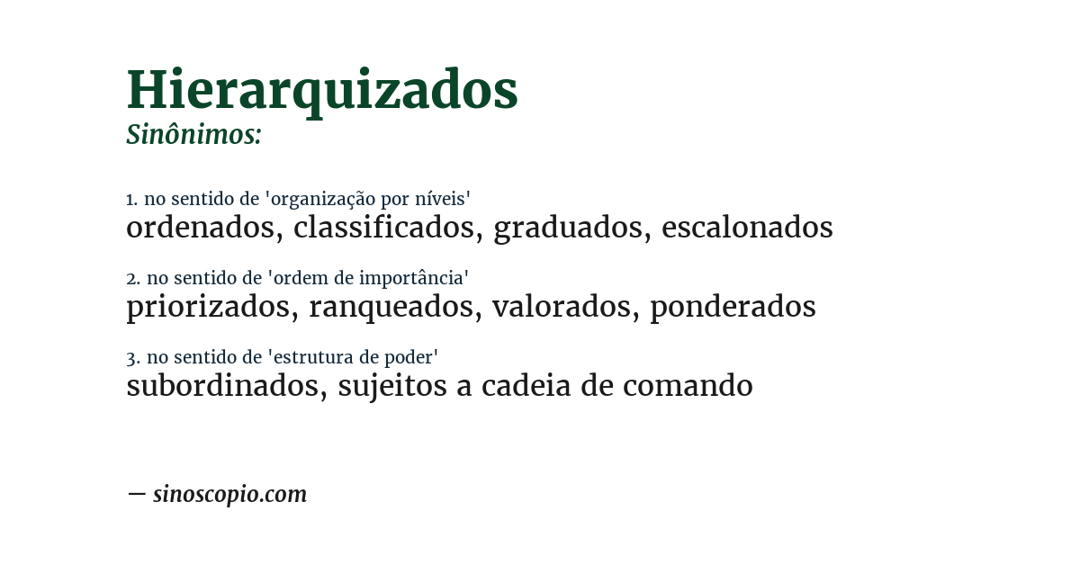 Sinônimo de hierarquizados