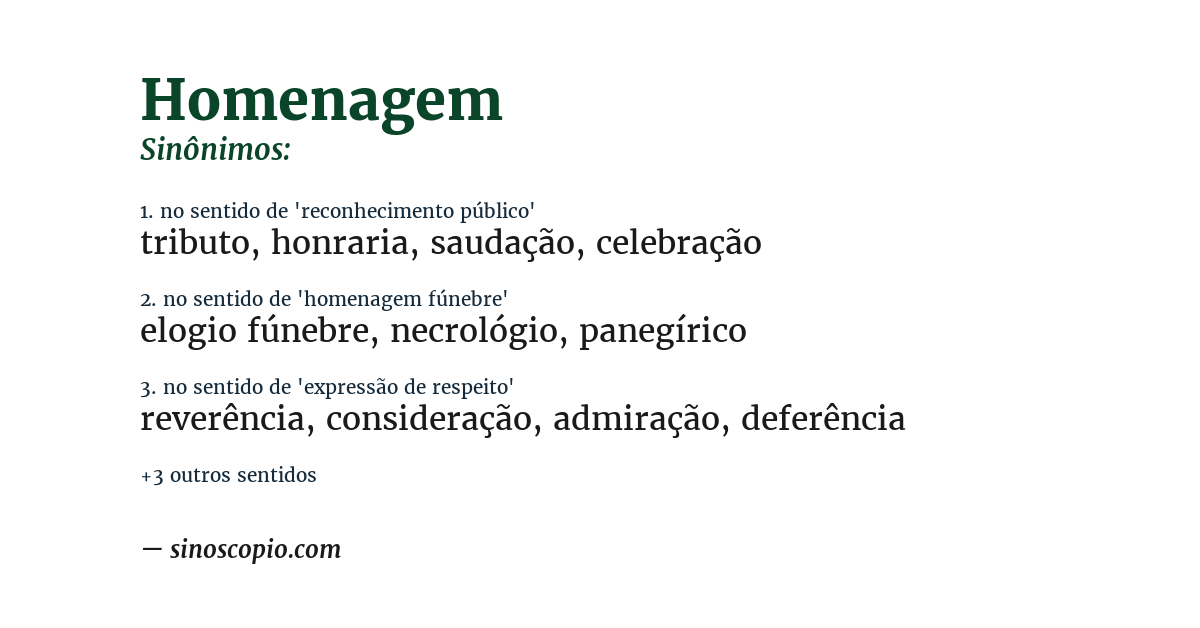 Sinônimo de homenagem