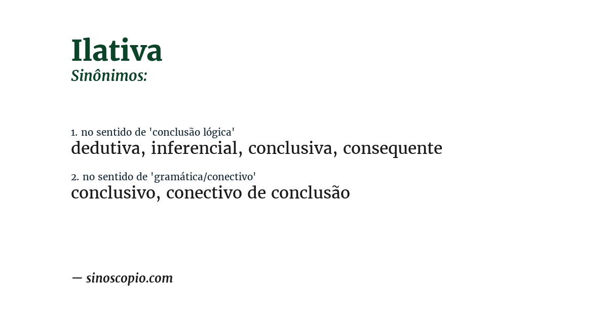 Sinônimo de ilativa