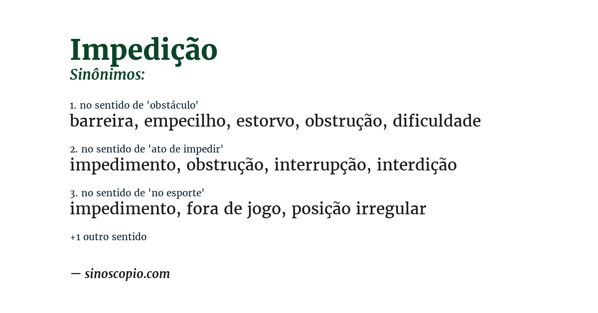 Sinônimo de impedição