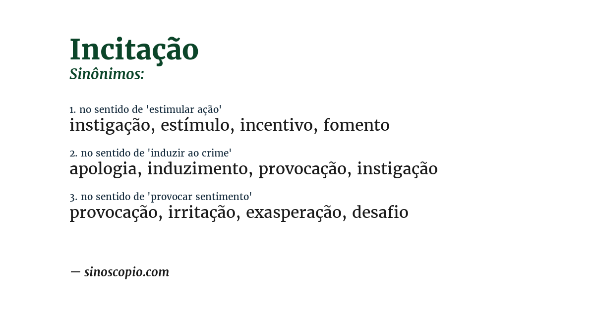 Sinônimo de incitação