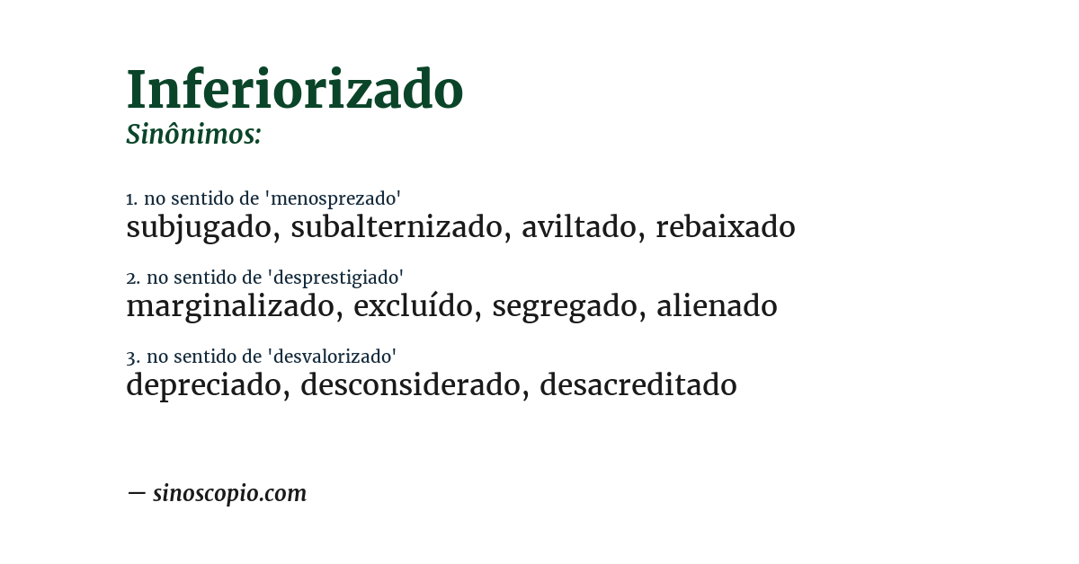 Sinônimo de inferiorizado