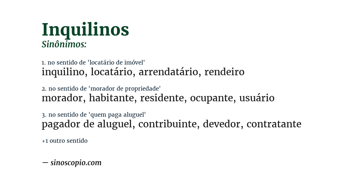 Sinônimo de inquilinos