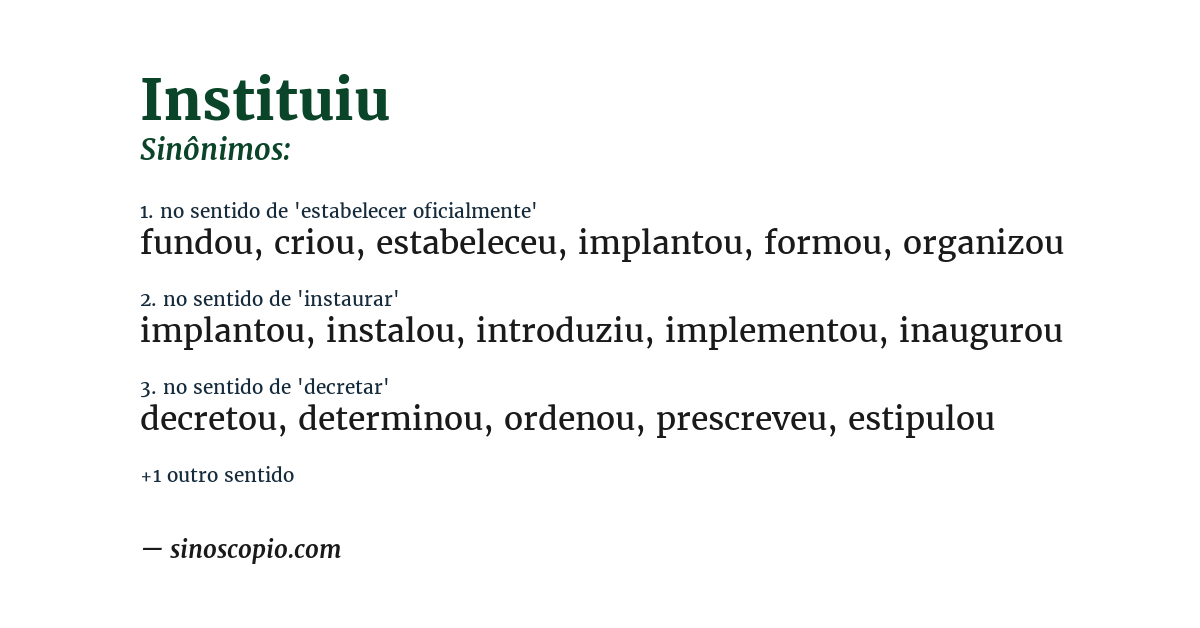 Sinônimo de instituiu