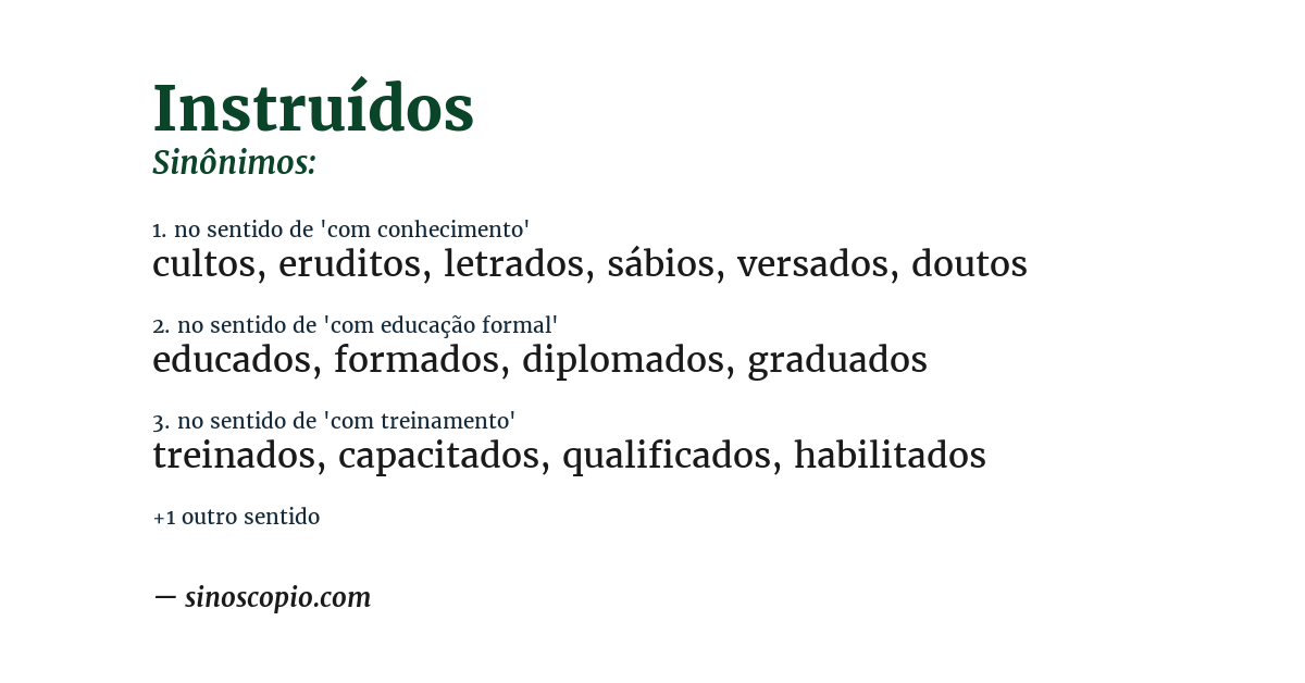 Sinônimo de instruídos