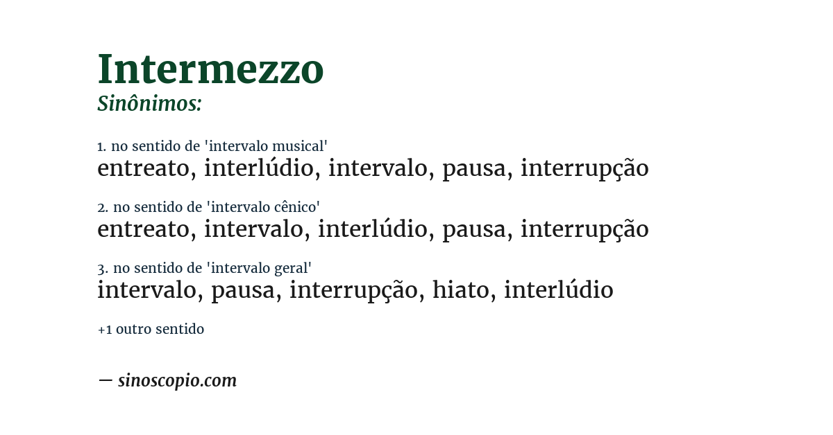 Sinônimo de intermezzo