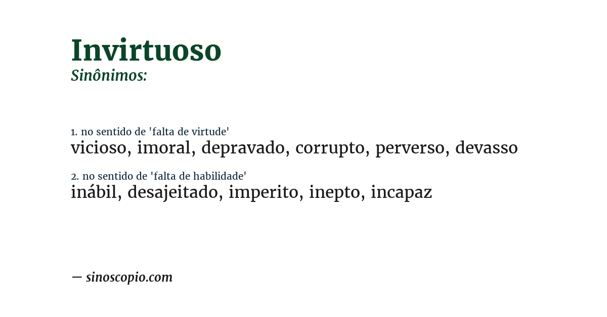 Sinônimo de invirtuoso