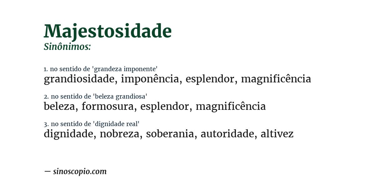 Sinônimo de majestosidade