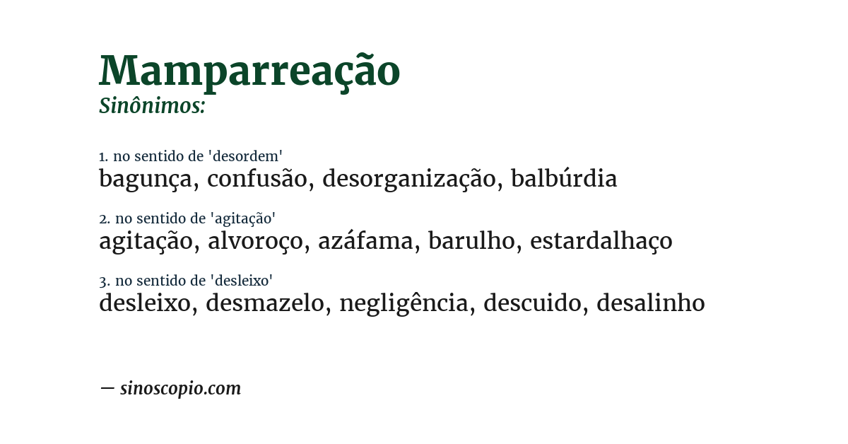 Sinônimo de mamparreação