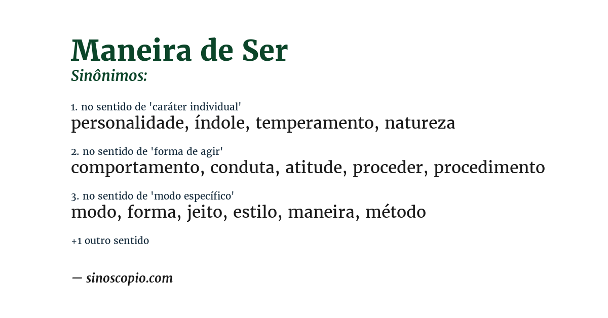 Sinônimo de maneira de ser