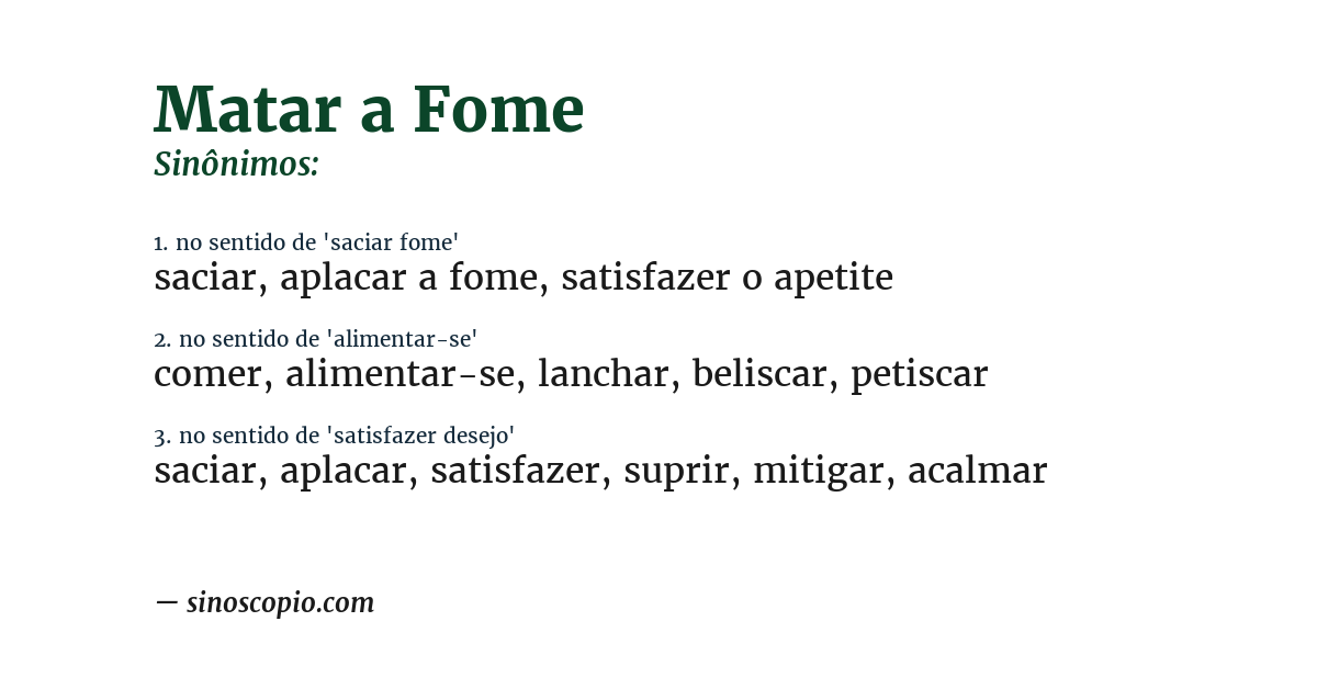 Sinônimo de matar a fome
