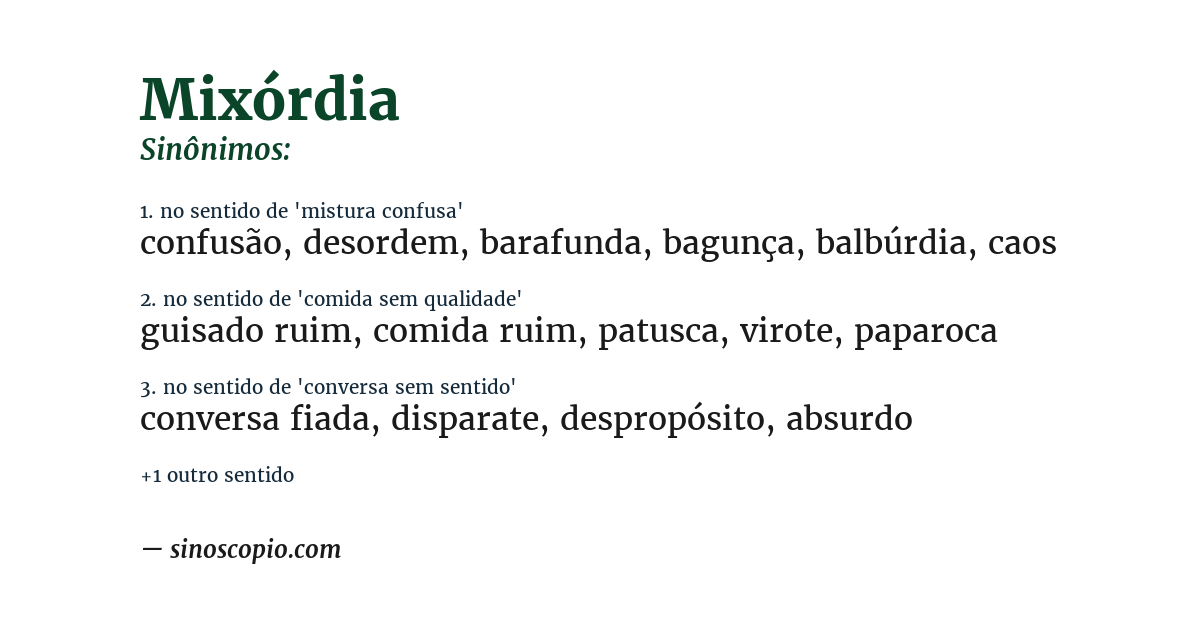 Sinônimo de mixórdia