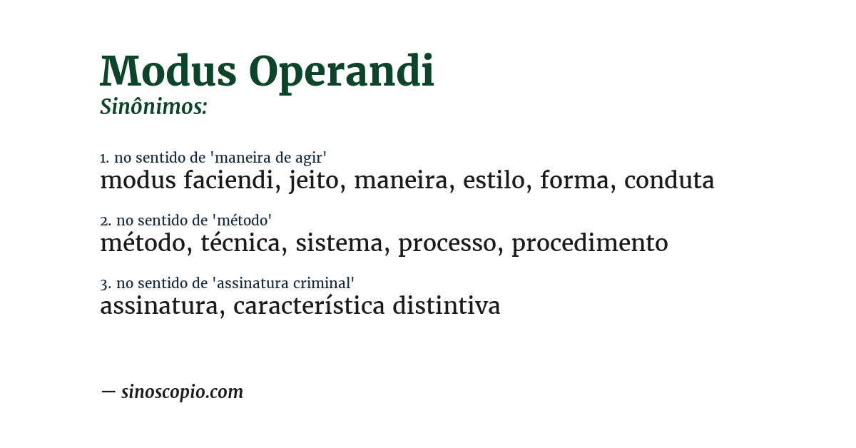 Sinônimo de modus operandi