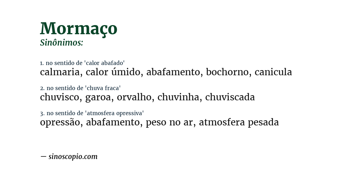 Sinônimo de mormaço