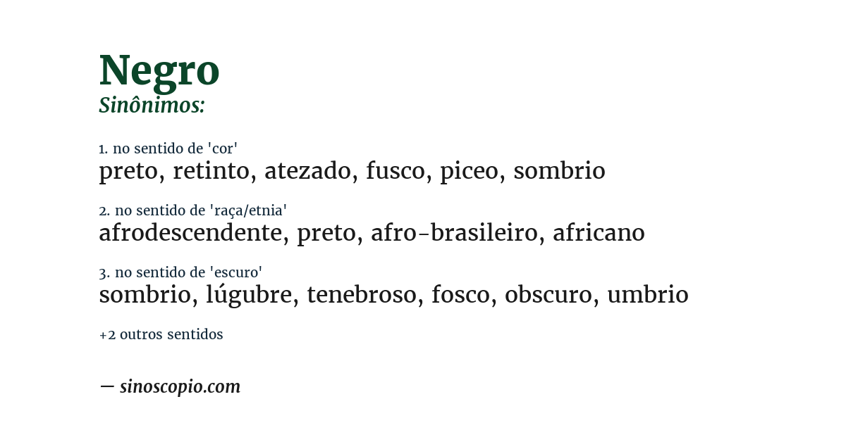 Sinônimo de negro