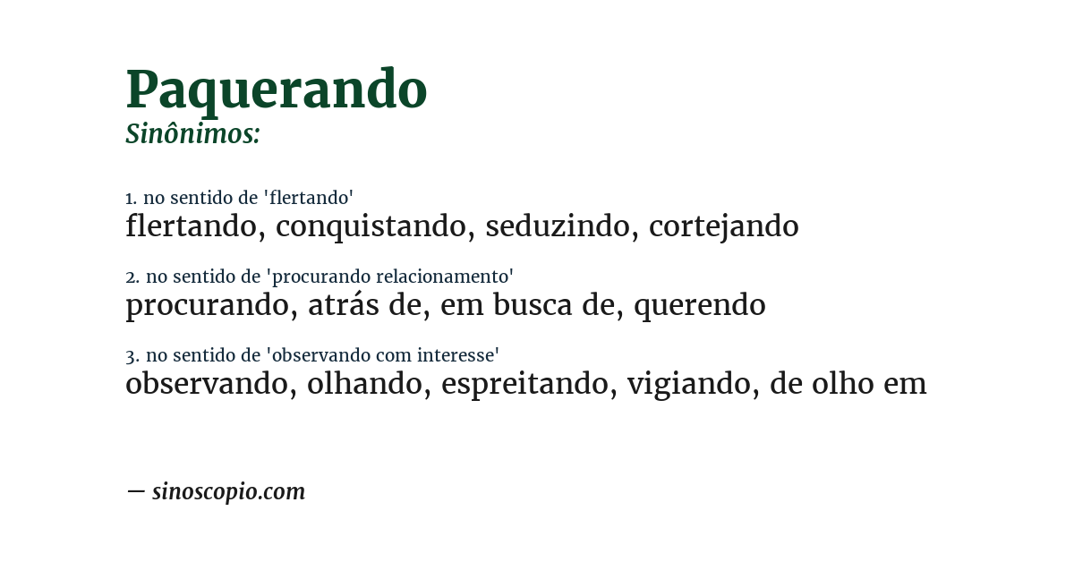 Sinônimo de paquerando