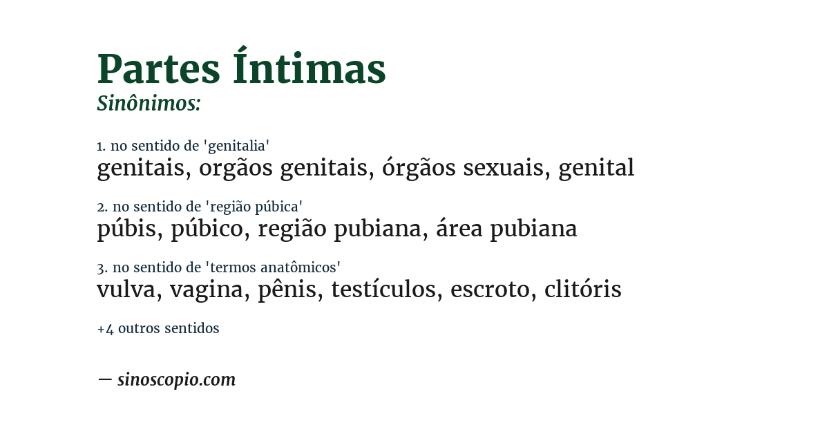 Sinônimo de partes íntimas