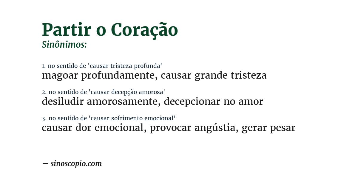 Sinônimo de partir o coração